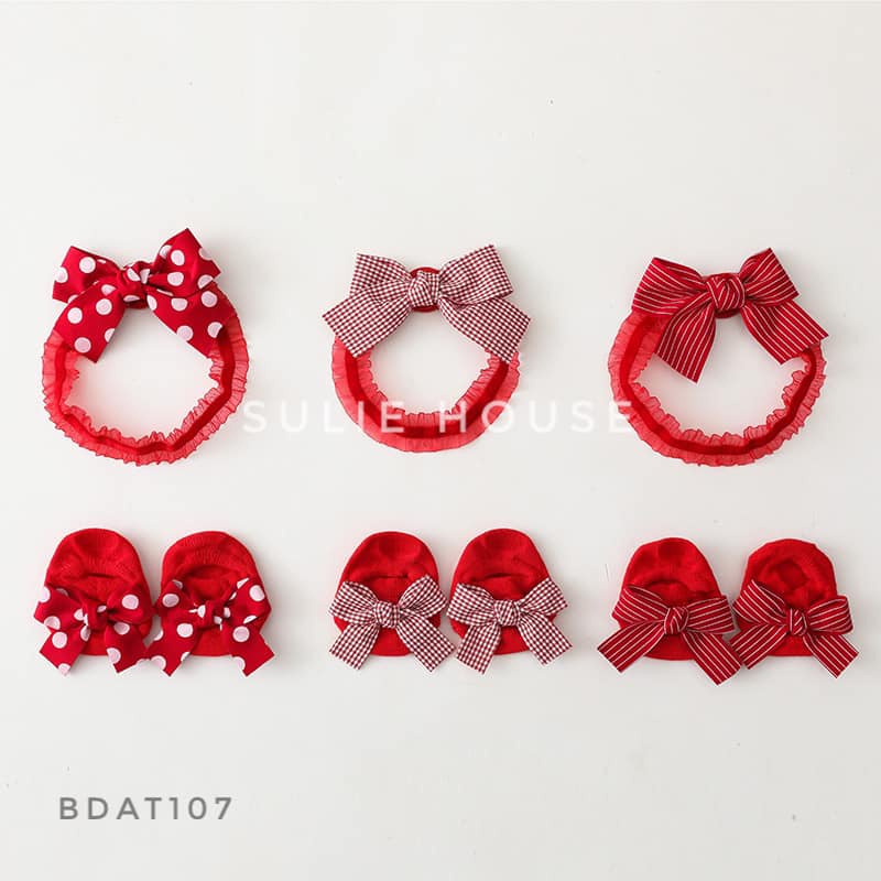 Set băng đô tất đỏ - BDAT107