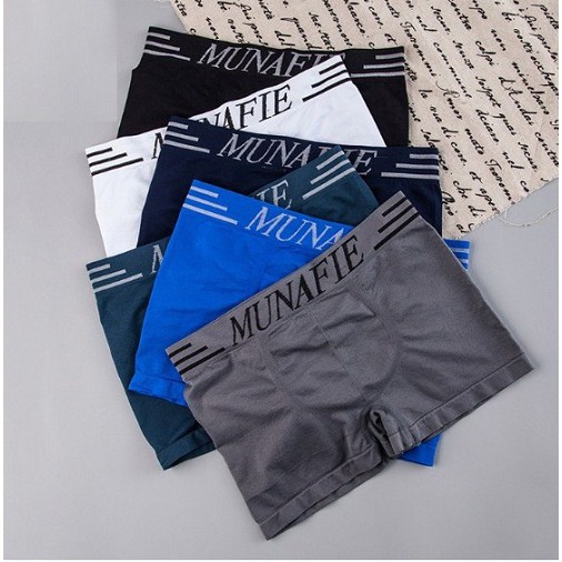 Sịp Đùi Nam Co Giãn 4 Chiều, Quần Lót Nam Boxer Munafie Free size, Mỗi Quần 1 Túi Zip Sang Trọng