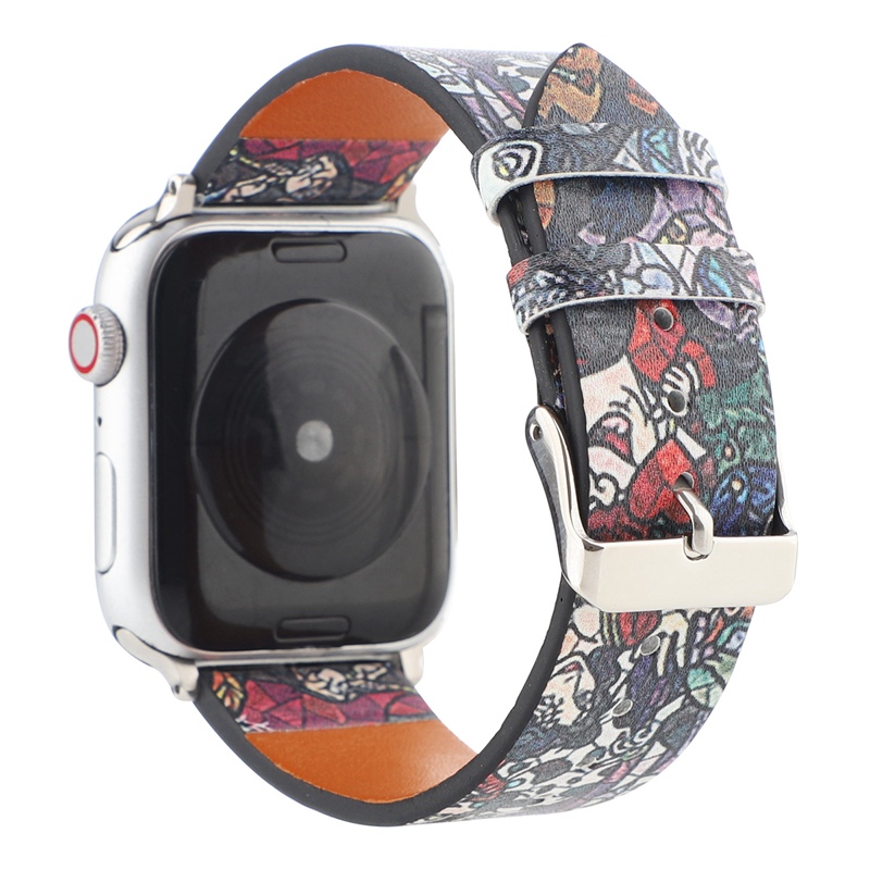 Dây Đeo Đồng Hồ Apple Watch 38mm / 40mm / 42mm / 44mm Bằng Da Thật Họa Tiết Hoạt Hình Dễ Thương Chất Lượng Cao