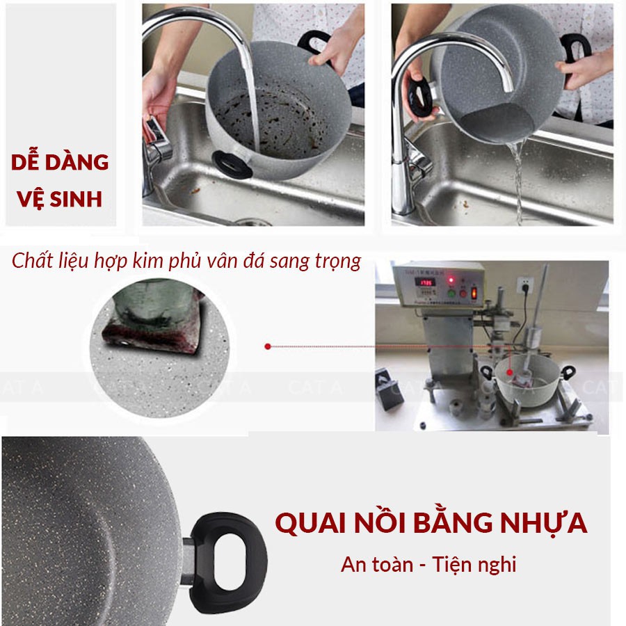 [TFFP-577-28] Nồi chống dính vân đá cẩm thạch bằng nhôm cao cấp có nắp đậy- Tiện lợi, đa năng, phù hợp với mọi gia đình!