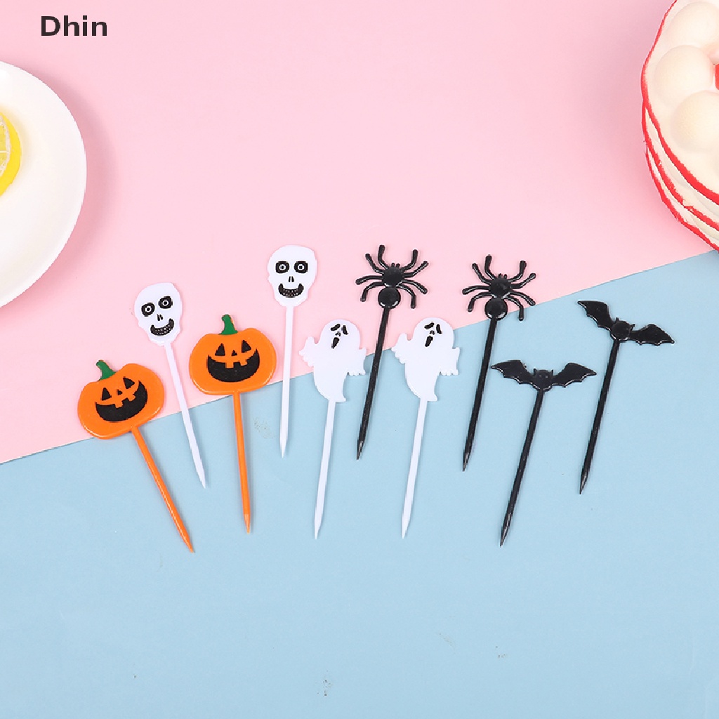 Set 10 Nĩa Ăn Trái Cây / Bánh Ngọt Bằng Nhựa Phong Cách Halloween