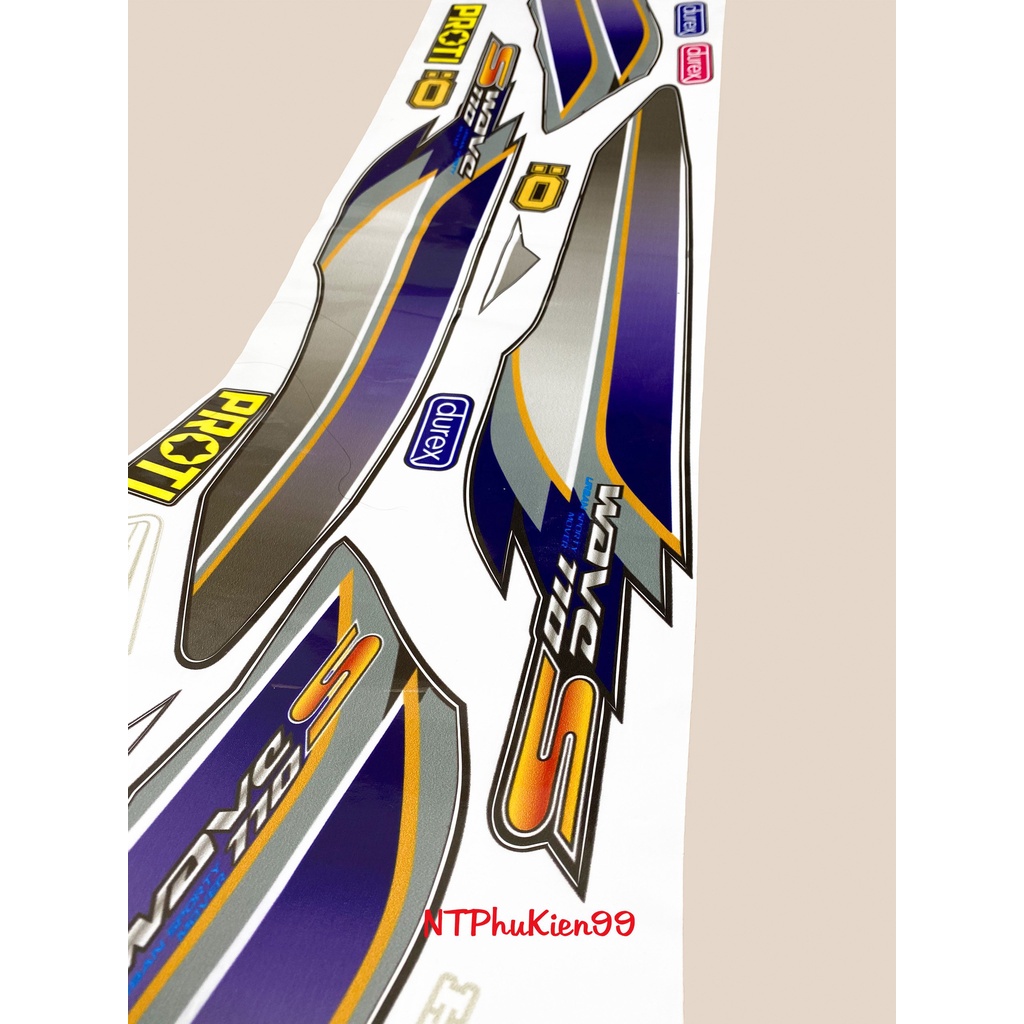 Tem Wave S Màu Tím Xám Dán Cho Xe 50cc-100cc-110 Cam Kết 3 Lớp