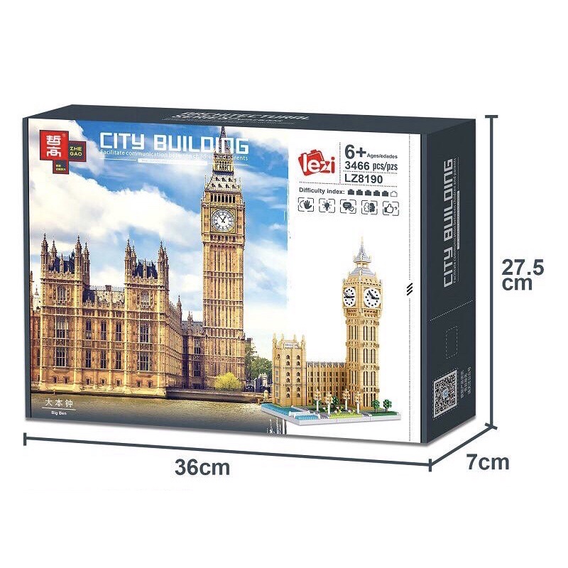 Đồ chơi xếp hình leji 8190 - The Elizabeth Tower - The Clock Tower - Kiến Trúc Tháp Đồng Hồ Big Ben 3466 mảnh