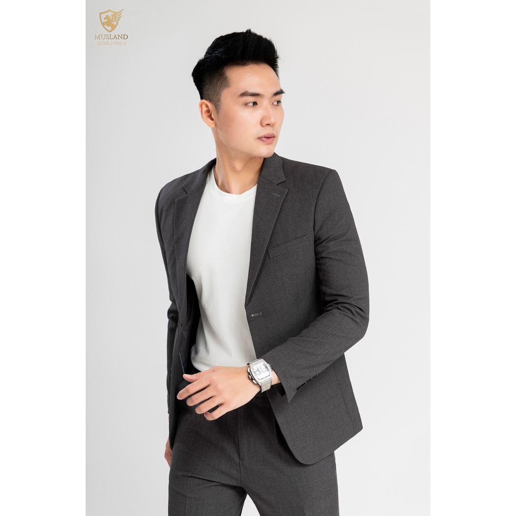 Vest nam Ấu, Áo Blazer Hàn Quốc 2 Màu xám/đen kiểu 2 nút hàng 2 lớp chất liệu dày dặn