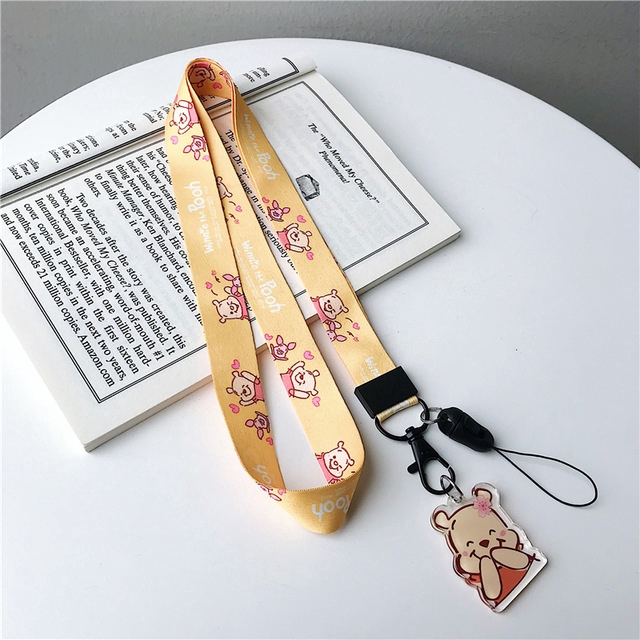 Dây móc điện thoại đeo cổ in hình Mickey Minnie Winnie the Pooh dễ thương thông dụng