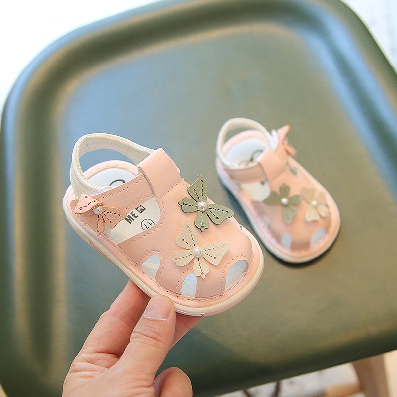 Giày sandal tập đi SANITKUN đế mềm mại chống trượt thời trang Hàn Quốc mùa hè dành cho bé gái
