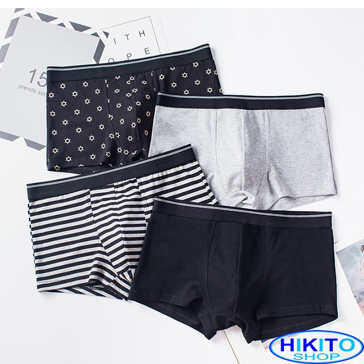 Quần lót bé trai, quần chíp đùi bé trai HIKITO combo 4 quần size đại bé 35-75kg