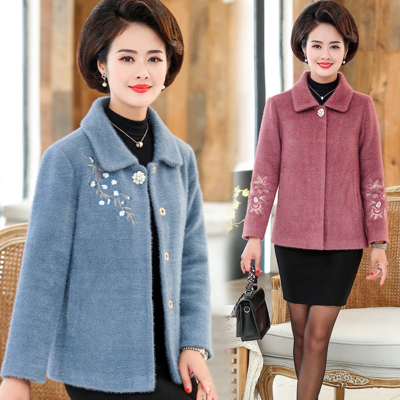 Áo Khoác Len Lông Chồn Ngắn Ấm Áp Thu Đông Cho Phụ Nữ Trung Niên | BigBuy360 - bigbuy360.vn