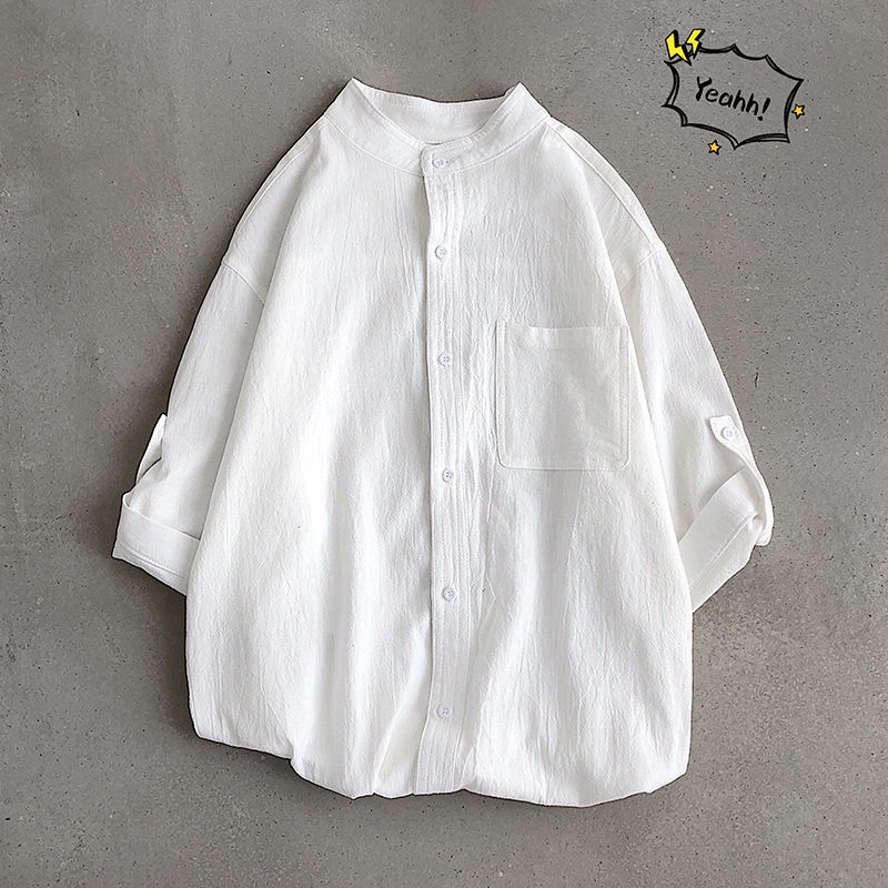 Áo Sơ Mi Nam Dáng Rộng Phong Cách Retro Cá Tính