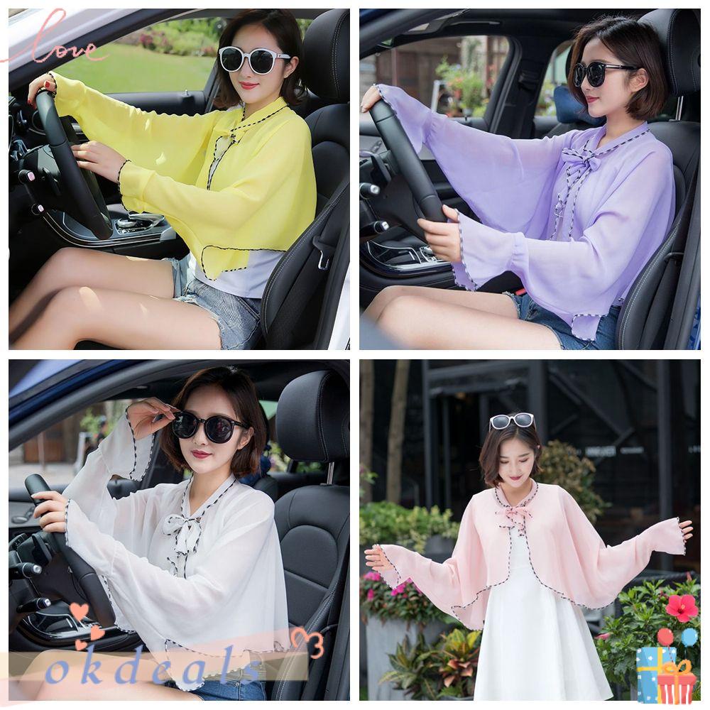 Áo Choàng Chiffon Chống Nắng/Tia UV Khi Đi Xe Ngoài Trời/Chơi Nắng Nhiều Màu Sắc Tùy Chọn Cho Nữ