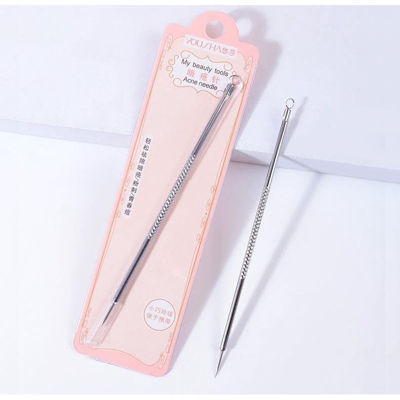 Cây nặn mụn cao cấp Yousha chống rỉ kèm bọc nhựa và vỉ đựng