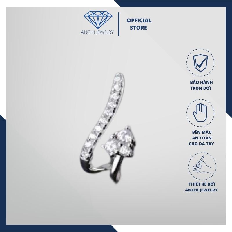 Bông tai nữ ôm vành đính đá, chuẩn bạc ta - Anchi jewelry