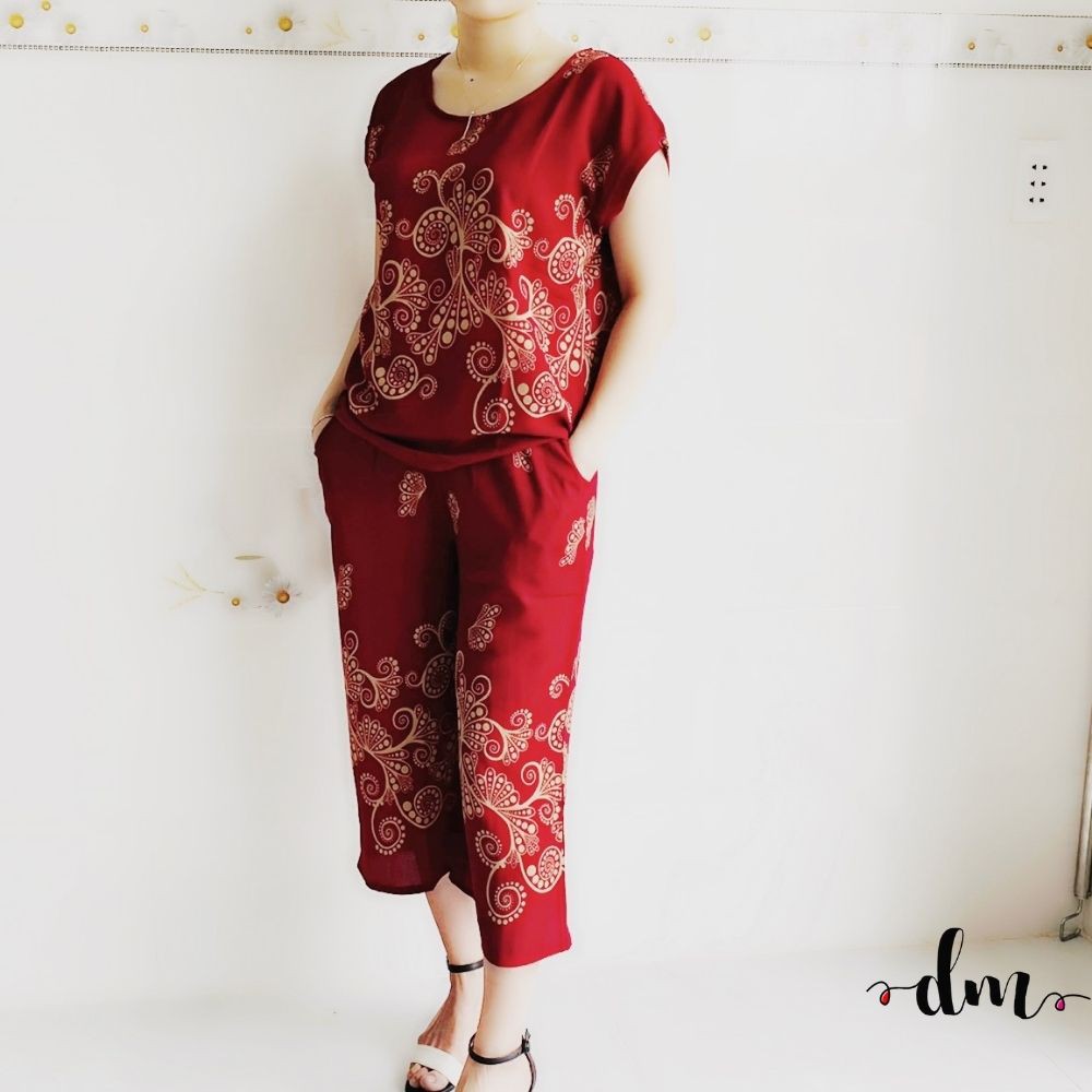 Đồ Bộ Trung Niên Ống Rộng Đồ Bộ Cho Mẹ Bà Hoa Văn Sang Trọng Mặc Nhà Cho Mẹ Cho Bà Chất Lượng