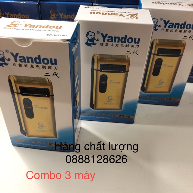 [GIÁ HỦY DIỆT] Combo 3 máy cạo râu YANDOU 316 màu vàng siêu bền đẹp