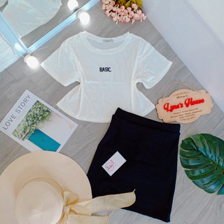 Set Áo Croptop Basic + Chân Váy Midi (Có Lót Quần) Siêu Hot ANLY52
