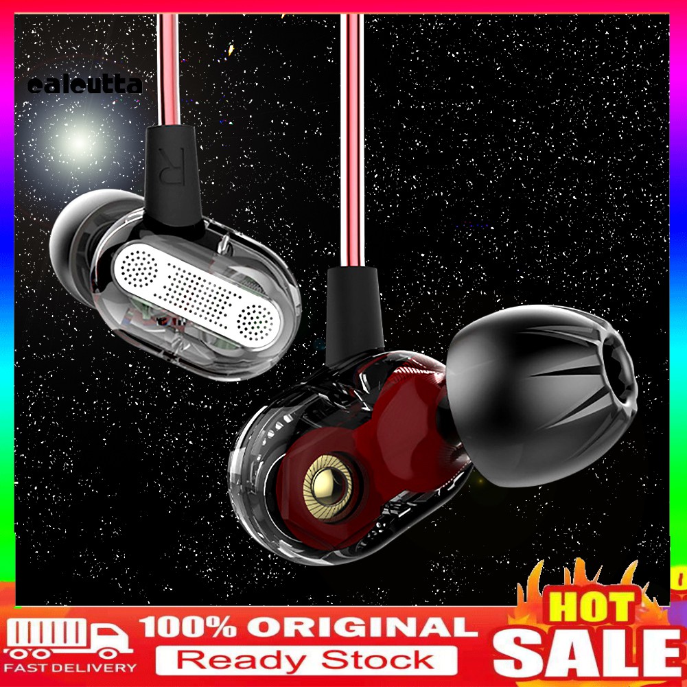 【Ready stock】3.5mm Dual Dynamic Driver Stereo HiFi Sound In-Ear Earphone Earbuds with Mic