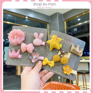 Set kẹp tóc 5 chiếc hình ngộ nghĩnh cho bé gái KT0007
