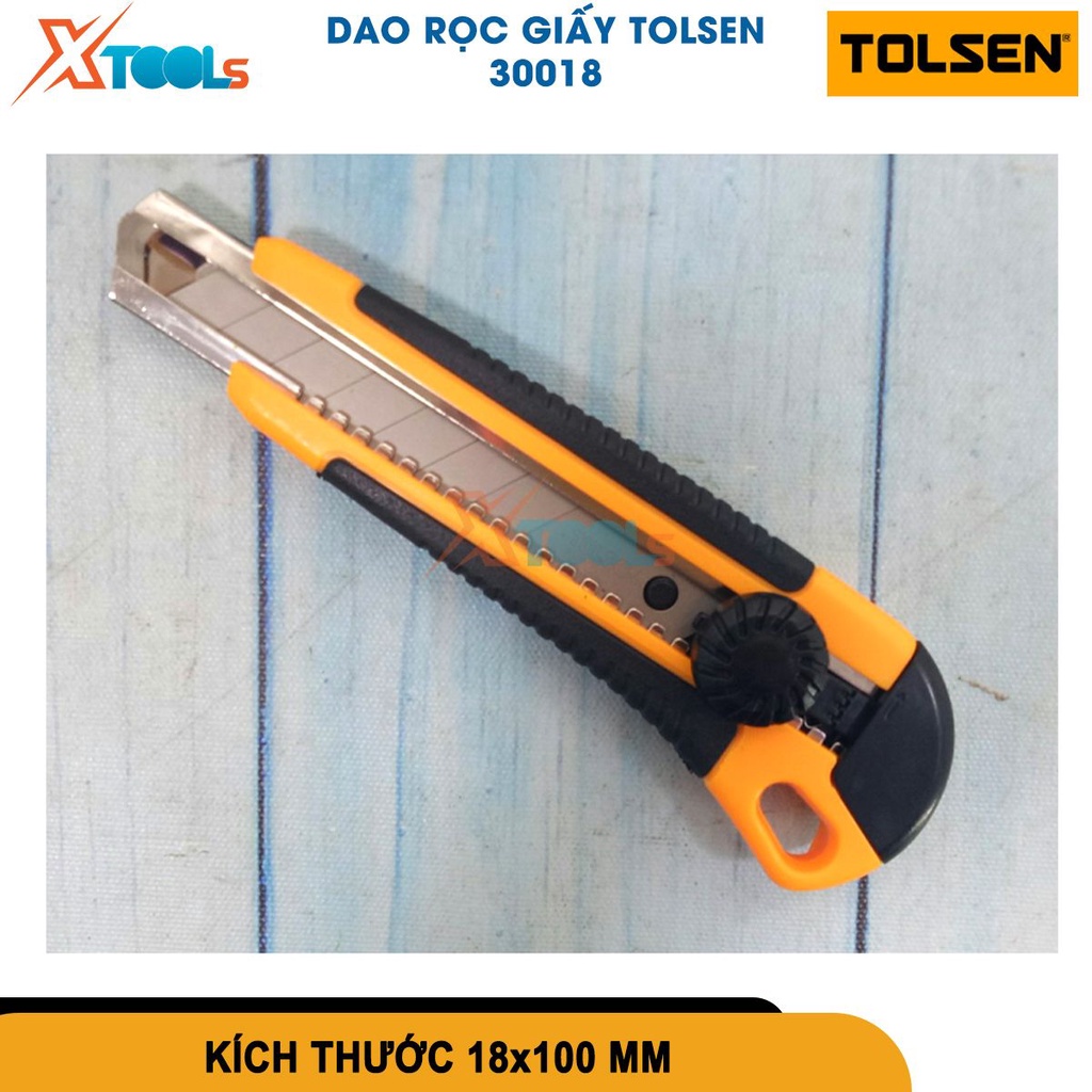Dao rọc giấy Tolsen 30018 lưỡi thép cao cấp, tay cầm nhựa ABS và TPR thiết kế vừa vặn cầm nắm dễ dàng[CHÍNH HÃNG][XTOOLS