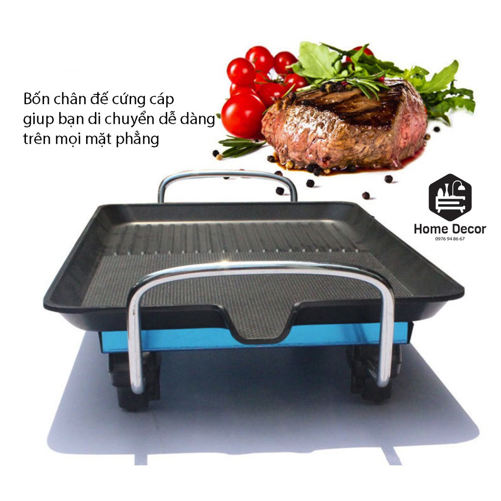 Bếp nướng điện đa năng ELECTRIC BARBECUE CHÍNH HÃNG không khói mặt trắng lớp đá siêu chống dính giúp vệ sinh dễ dàng !