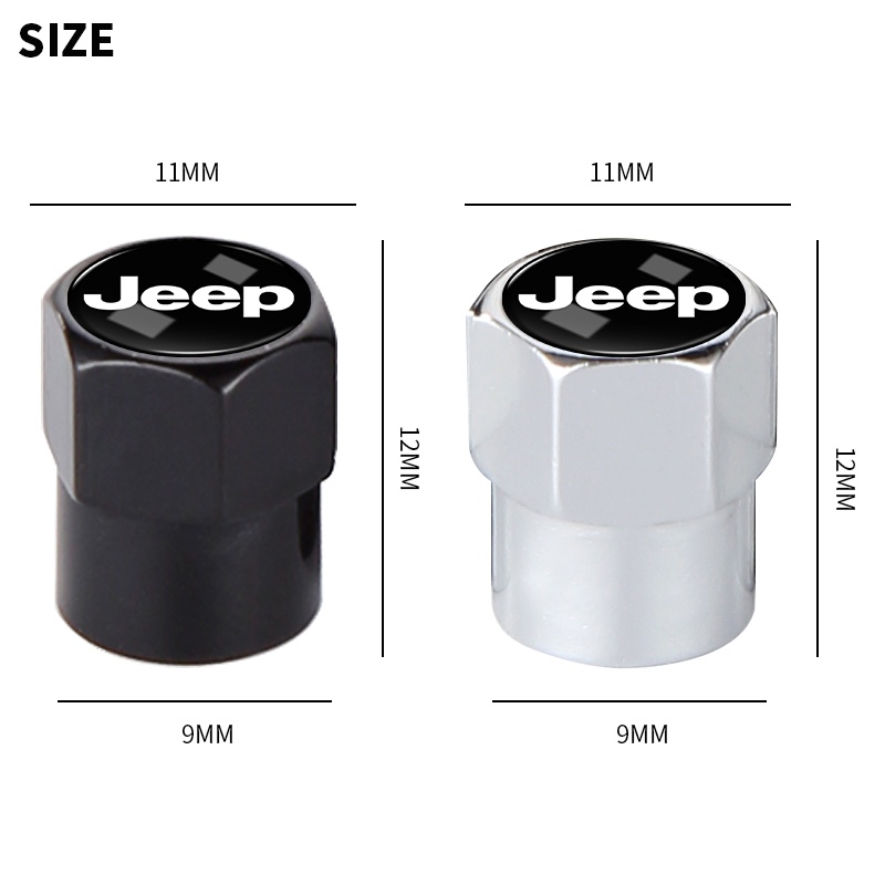 Set 4 Nắp Đậy Lốp Xe Hình Lục Giác Bằng Kim Loại Màu Bạc / Đen Cho JEEP Grand Cherokee Commander Renegade Wrangler Compass Patriot