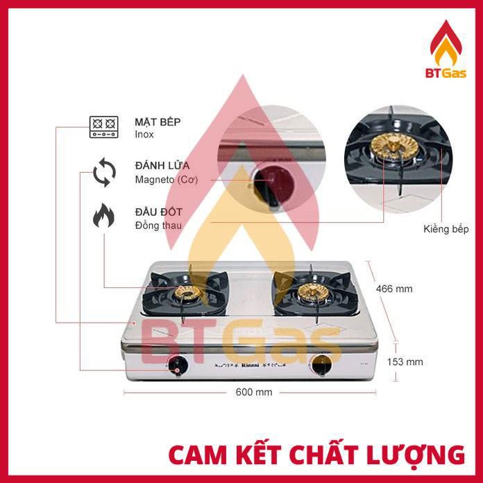 Bếp Gas Rinnai / Bếp Ga Đôi 6 Tấc RV-365 N Series / Có Đầu Hâm - Hàng Chính Hãng