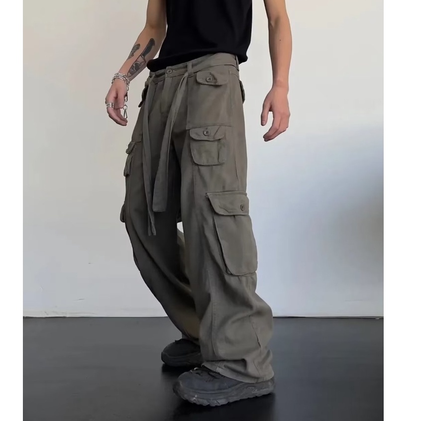 Quần túi hộp nam màu xanh cargo pant  Hiphop Thời Trang cao cấp quần tây nam quần dài ống rộng nam