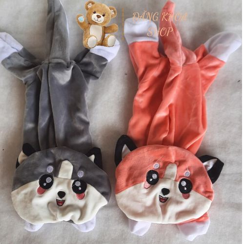 Vỏ Gấu Bông Mèo Xám Husky Nằm Đủ 2 Màu Hồng Xám