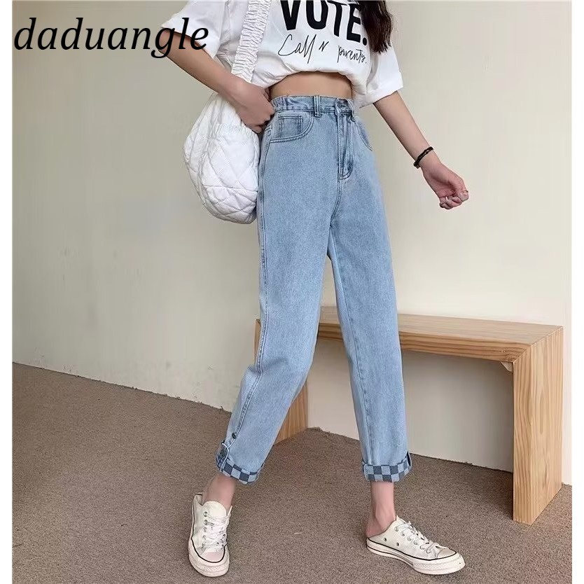 Quần jean Daduhey 9 tấc lưng cao phong cách thời trang thường ngày Hàn Quốc xinh xắn cho nữ