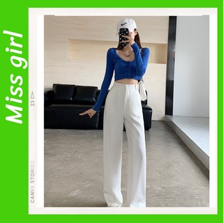 Quần ống rộng đũi cạp cao Missgirl