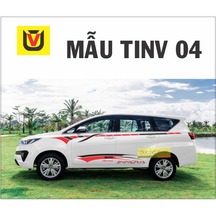 Tem xe innova decal pvc sắc nét, bền màu, chống nước, dán chung các đời xe