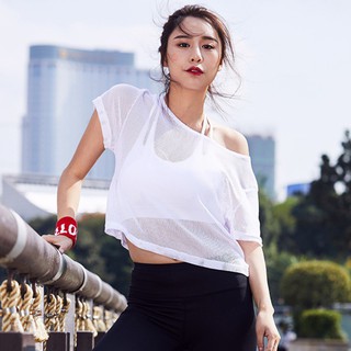 Áo lưới tay ngắn xuyên thấu quyến rũ cho nữ
