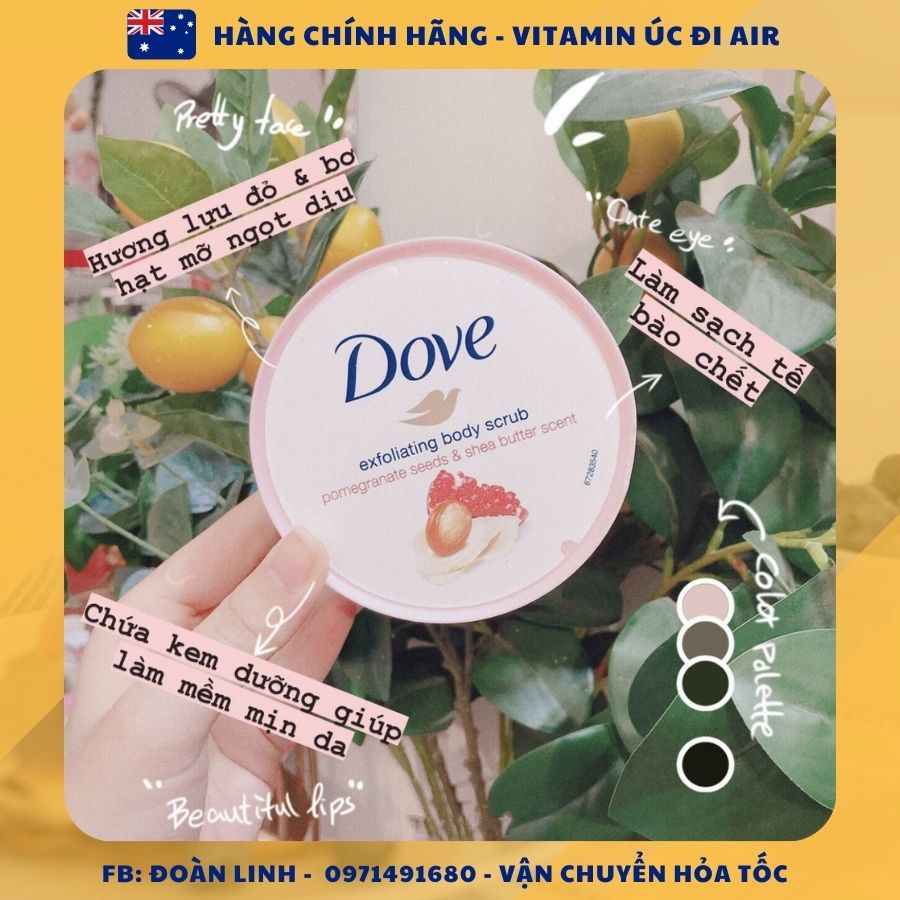 Tẩy da chết Dove Exfoliating Body Polish 225ml, Hàng chuẩn đi air, Bản Đức