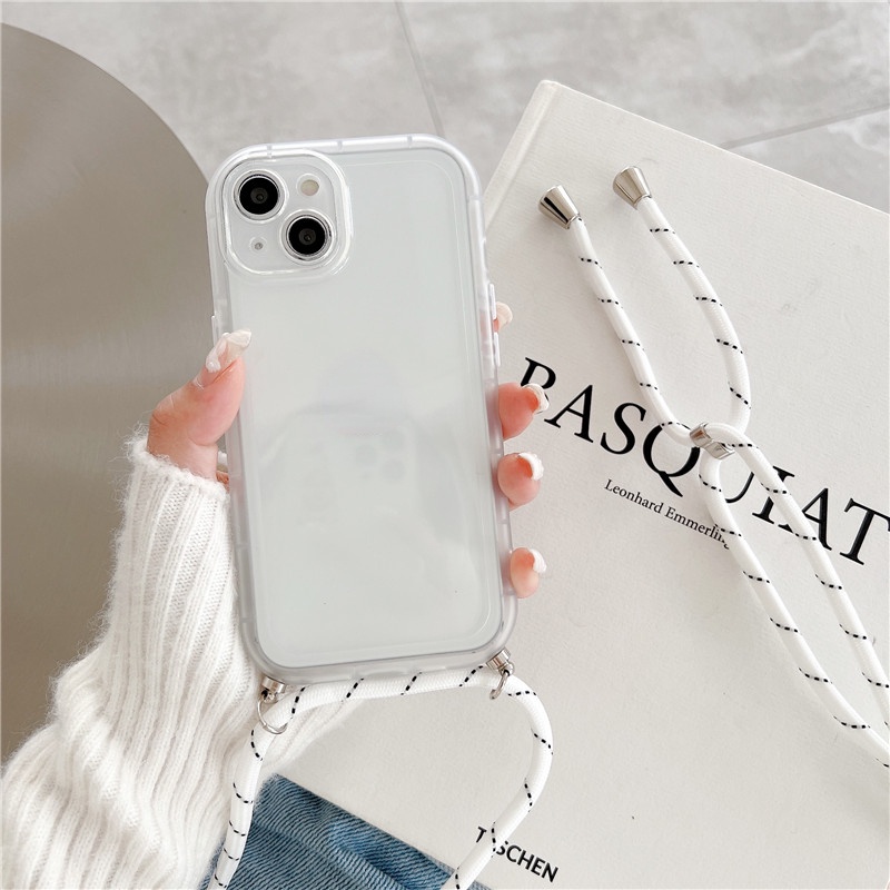 Ốp Điện Thoại Mềm Trong Suốt Chống Sốc Có Dây Đeo Chéo Cho iphone 15promax 14 13 12 11 pro max xs xr x xsmax 7 8 plus 7 8