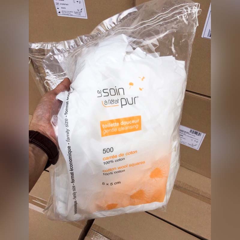Bông Tẩy Trang Pháp Tetra Medical Carrés De Coton 600 miếng Le Soin Làl'état Pur