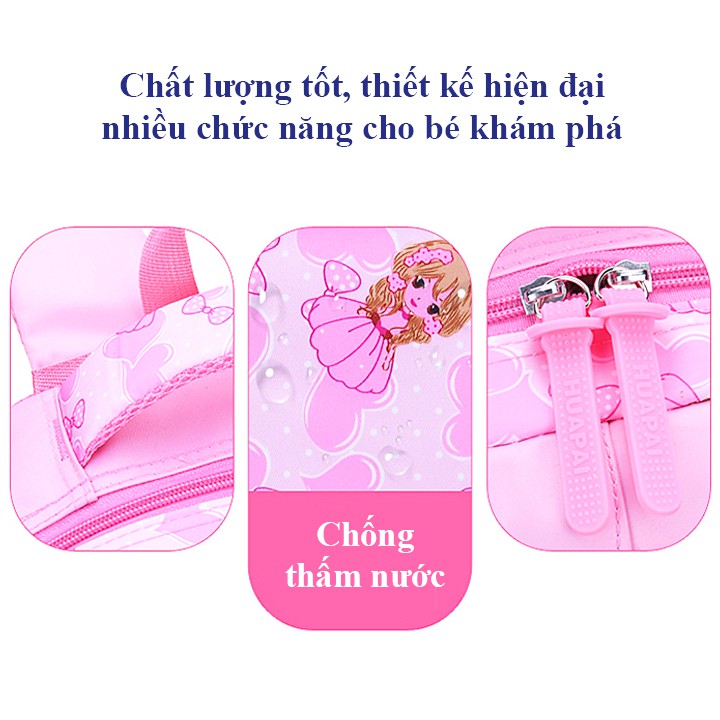 Balo đi học cho bé gái, balo học sinh hình công chúa xinh xắn phù hợp cho bé gái 6-10 tuổi BBShine – B009