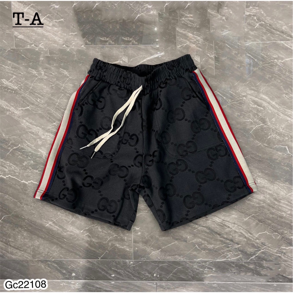 Quần đùi nam Gucci phối sọc đỏ siêu hot_Quần cộc nam chữ GC cao cấp