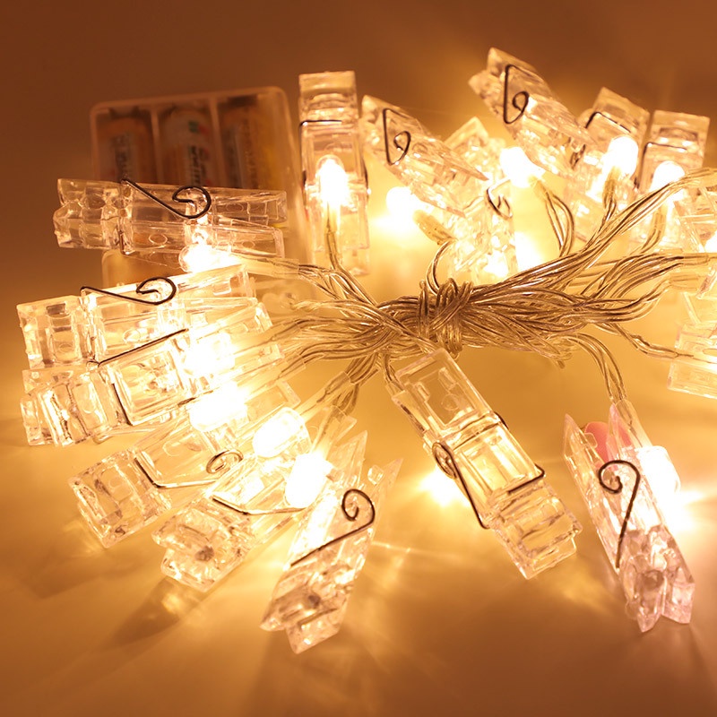 Dây Đèn Led Có Kẹp Treo Trang Trí Ảnh Giáng Sinh / Sinh Nhật DIY