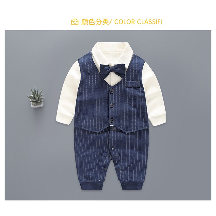 Bộ bé trai - Body giả vest dài tay dài chân cho bé