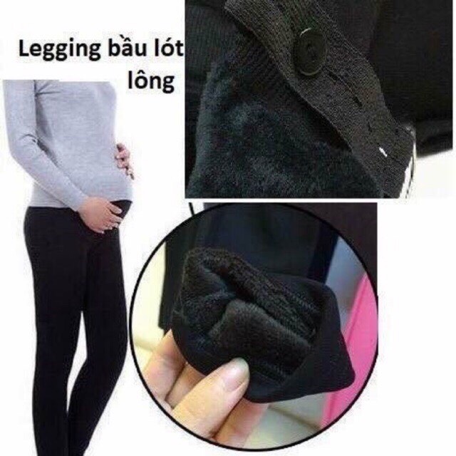 quần legging bầu cạp chun lót lông cực ấm , thiết kế xinh cho các mẹ bầu