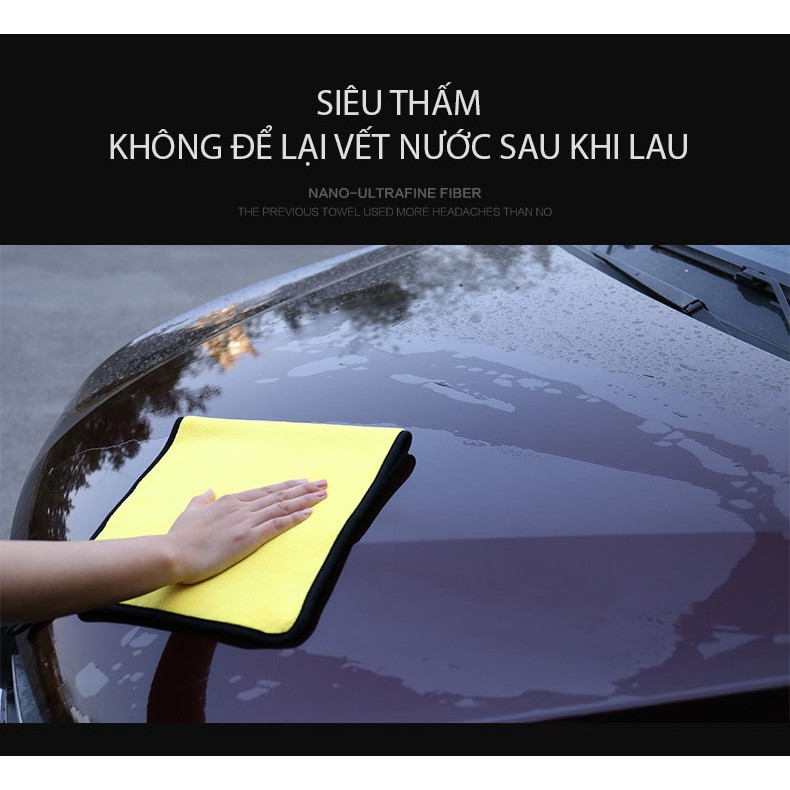 Khăn lau xe hơi màu vàng 2 lớp cao cấp siêu sạch siêu thấm hút - car _pro