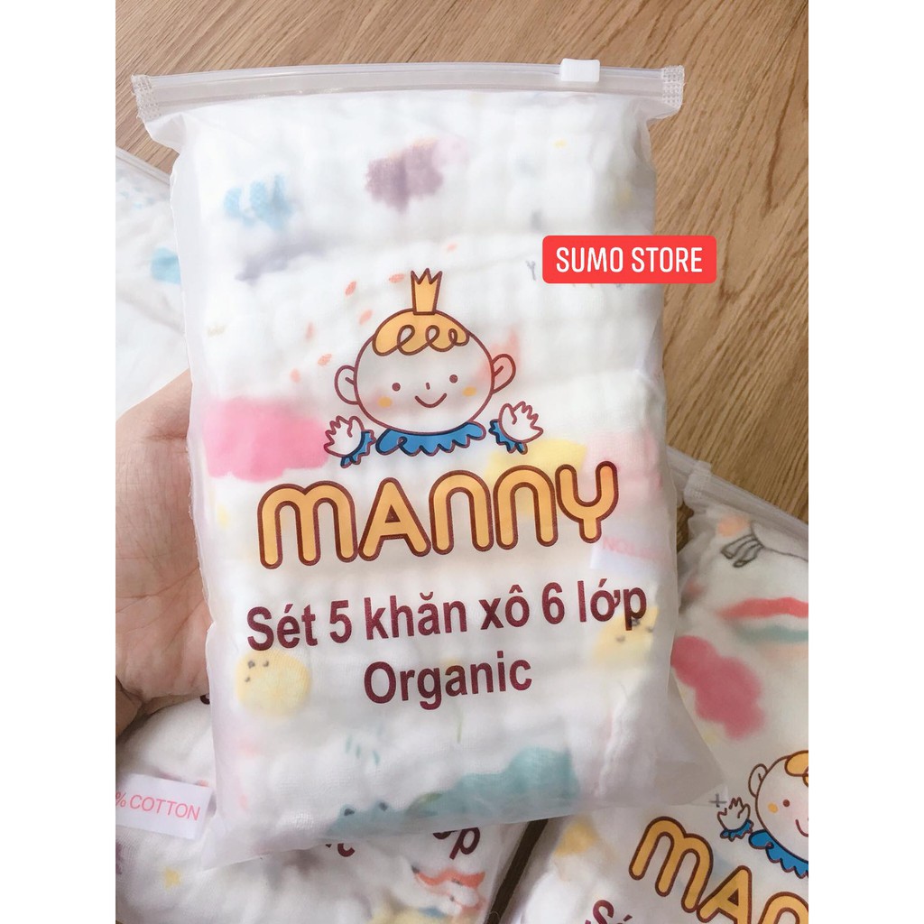 Sét 5 Khăn sữa aden nhăn 6 lớp dầy đẹp cho bé ( túi zip)