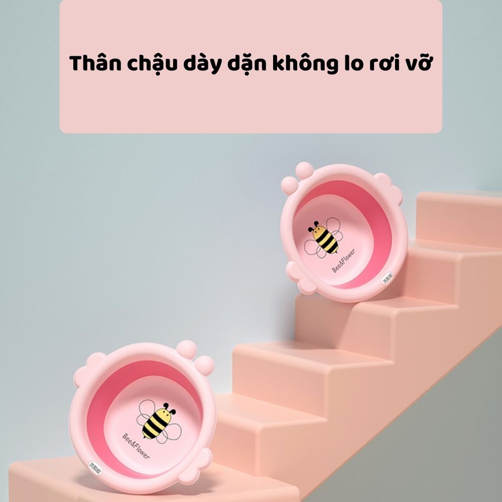 [DEAL SỐC ] Chậu rửa mặt cho bé, thau gấp gọn hình ong, chậu nhựa vệ sinh cá nhân cho trẻ sơ sinh tiện lợi tiết kiệm