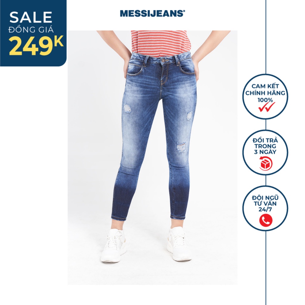 Quần jeans lửng nữ ống ôm rách MESSI SJW-795-18