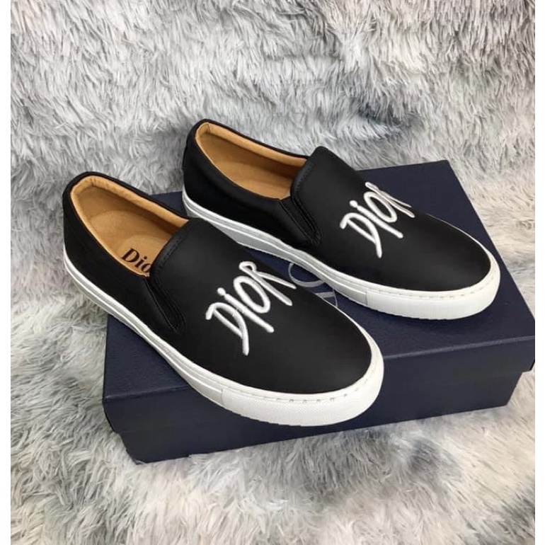 Giầy lười slip on dior da mềm có hoạ tiết thêu nổi, Giầy sục nam đế cao phong cách trẻ trung btshop từ 38 đến 42