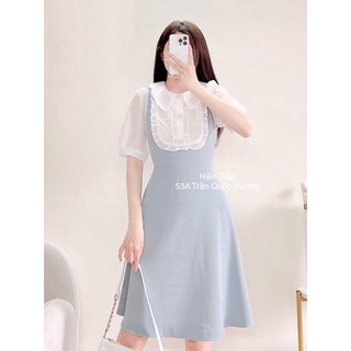 Váy thiết kế phối cổ cúc ngọc ( ảnh thật, có sẵn)