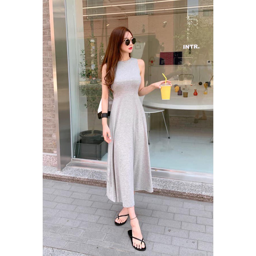 Váy thun dẻo không tay - chất thun cotton thấm mồ hôi khô thoáng