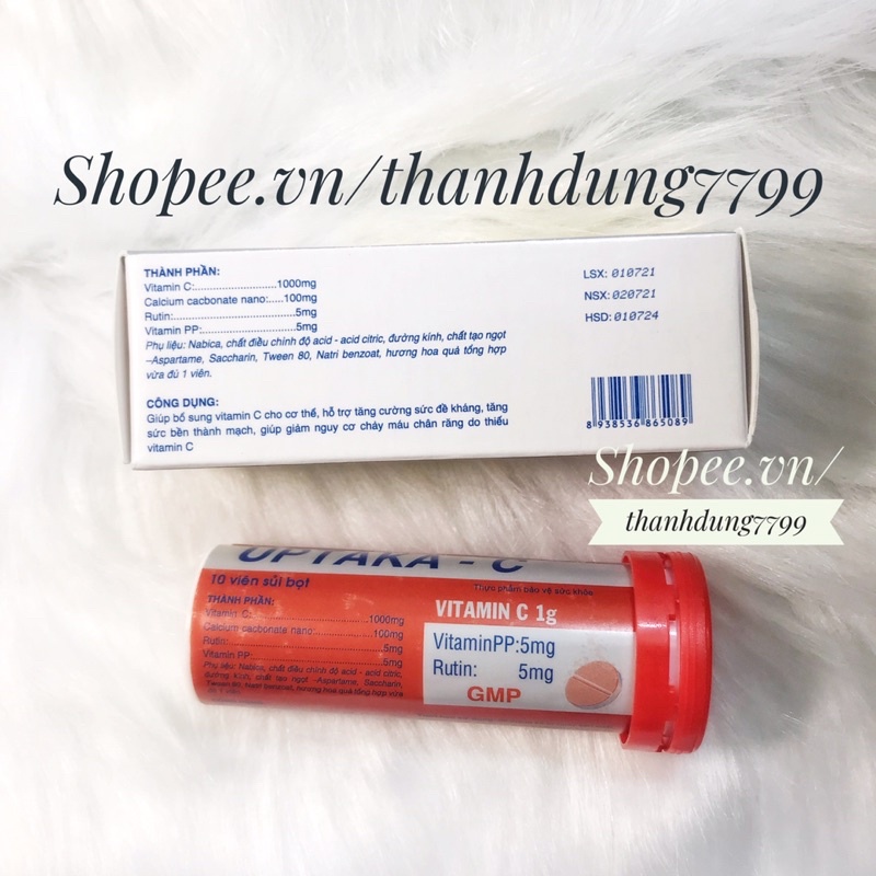 Viên sủi vitamin C c1000 UPTAKA, tăng sức đề kháng _1 hộp 10v sủi