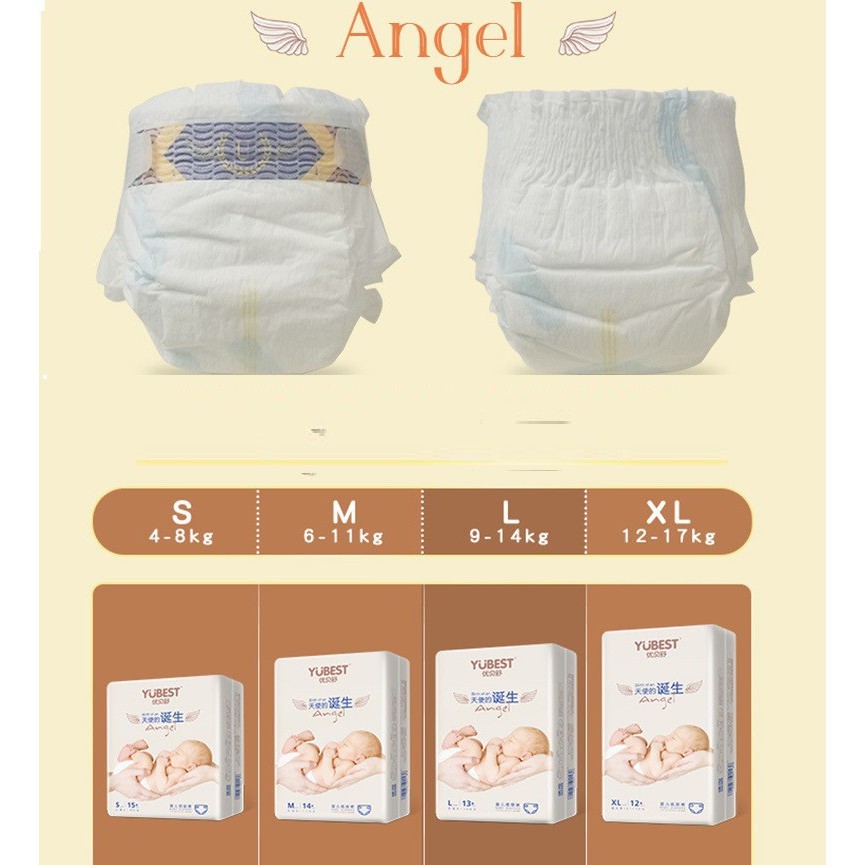 Bỉm YUBEST Angel / Gold Dán/Quần đủ size đủ số lượng S90, M84, L78, XL72, XXL66, XXXL60 Mỏng Mềm Siêu Thoáng