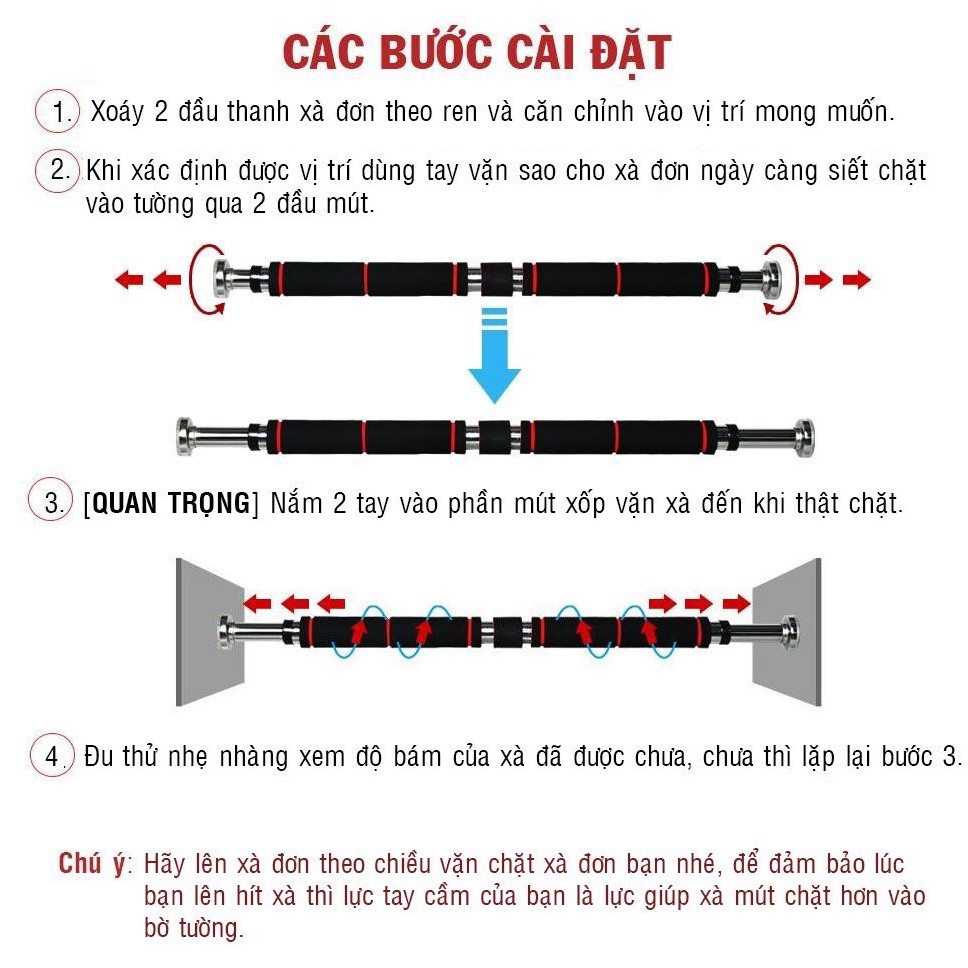 Xà đơn treo tường gắn cửa gắn tường đa năng tại nhà tập thể hình Gym 2021 Heria Store XD01