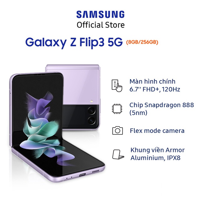 [Mã ELMALL1TR giảm 5% đơn 3TR] Điện Thoại Samsung Galaxy Z Flip3 5G 256GB | WebRaoVat - webraovat.net.vn